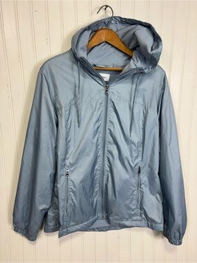 Calvin Klein Hooded Jacket Women’s Large Blue Lightweight Fleece Lined Full Zip